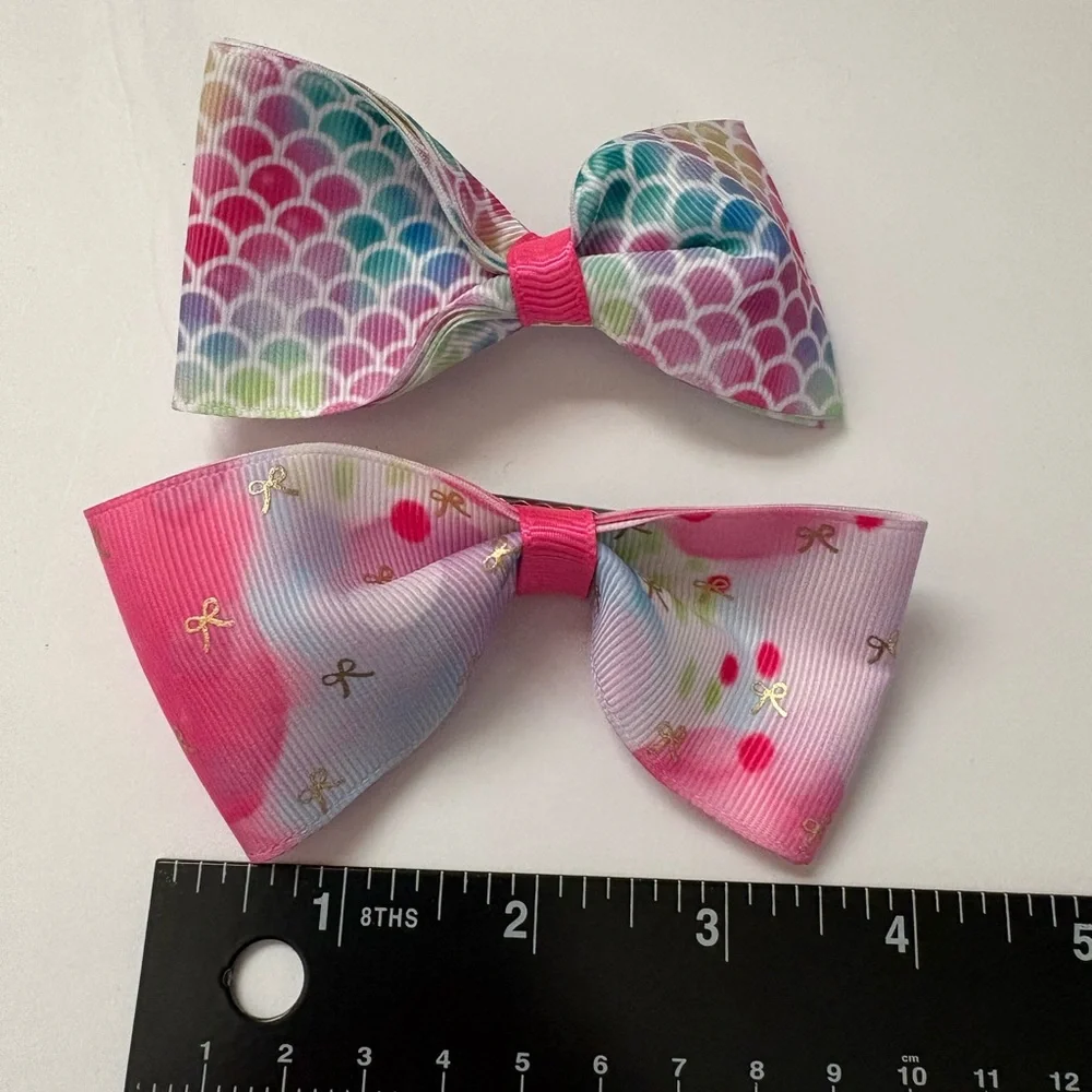 Colorful Mermaid and Bow Pattern Hair Clips